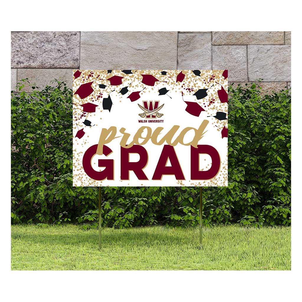 18x24 Lawn Sign Grad with Cap and Confetti Walsh University Cavaliers