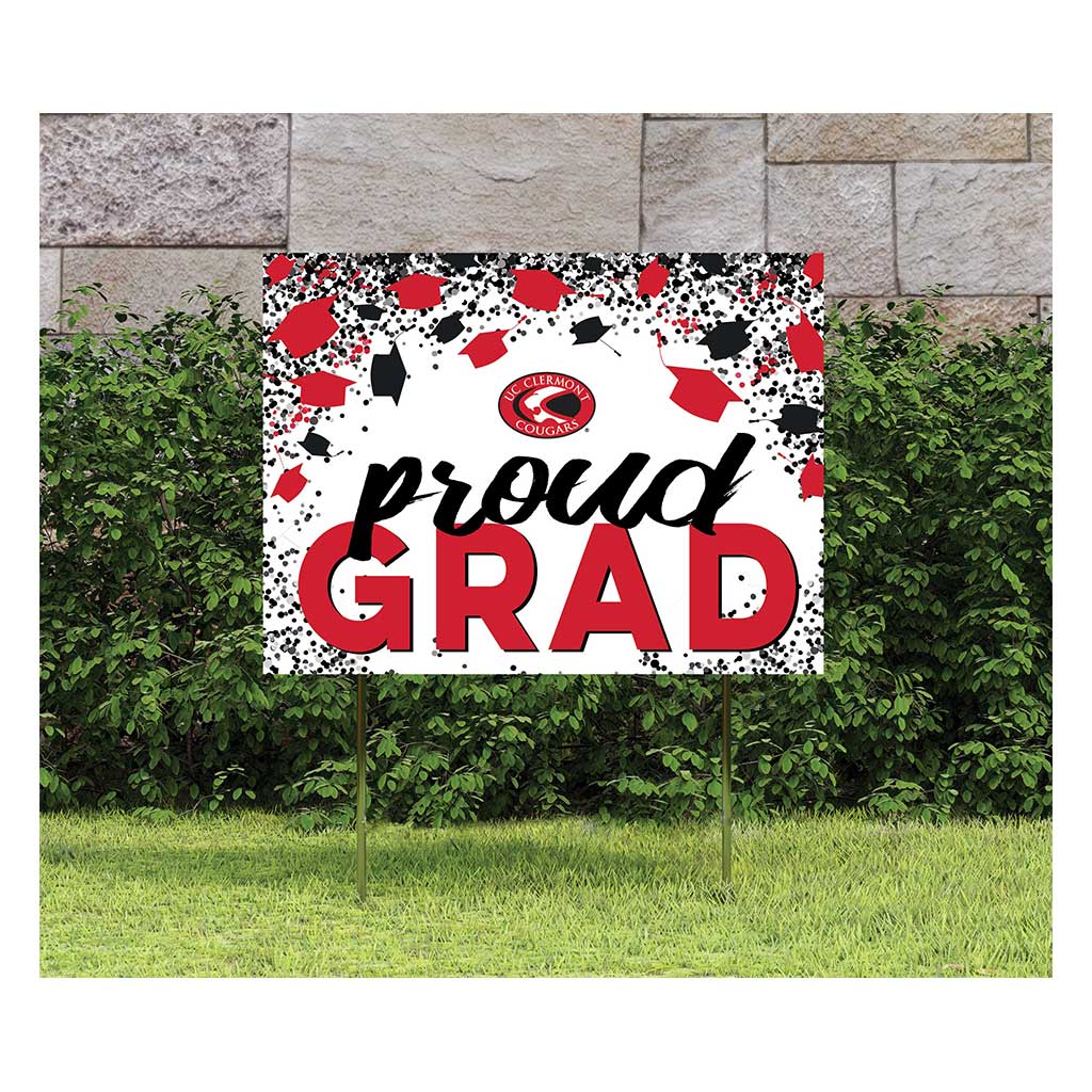 18x24 Lawn Sign Grad with Cap and Confetti University of Cincinnati Clermont Cougars
