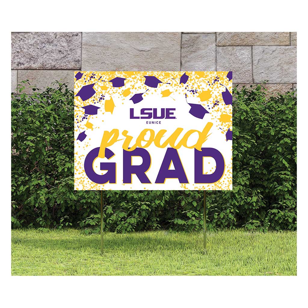 18x24 Lawn Sign Grad with Cap and Confetti LSU Eunice Bengals