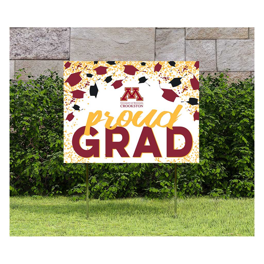 18x24 Lawn Sign Grad with Cap and Confetti University of Minnesota Crookston Golden Eagles