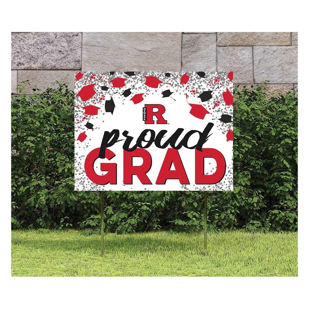 18x24 Lawn Sign Grad with Cap and Confetti Rutgers - Newark