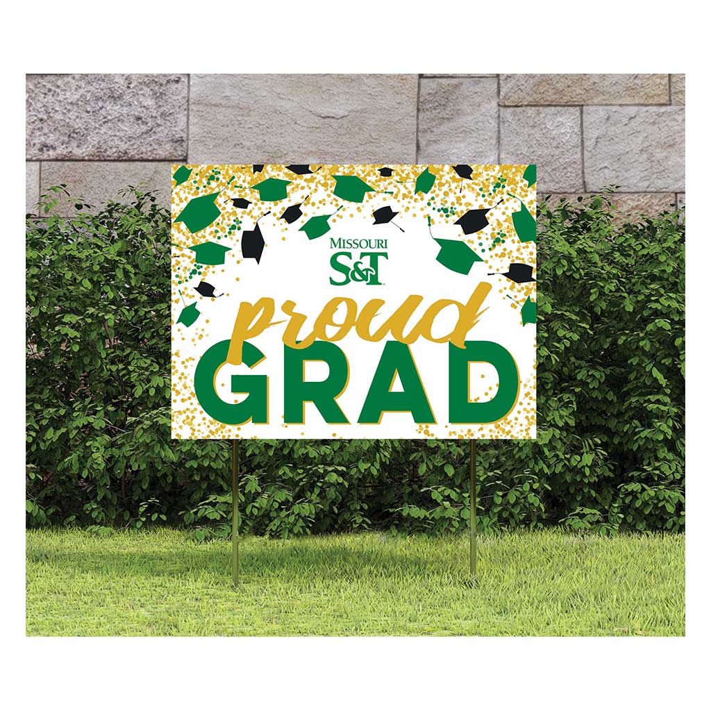 18x24 Lawn Sign Grad with Cap and Confetti Missouri - Science and Technology Rolla