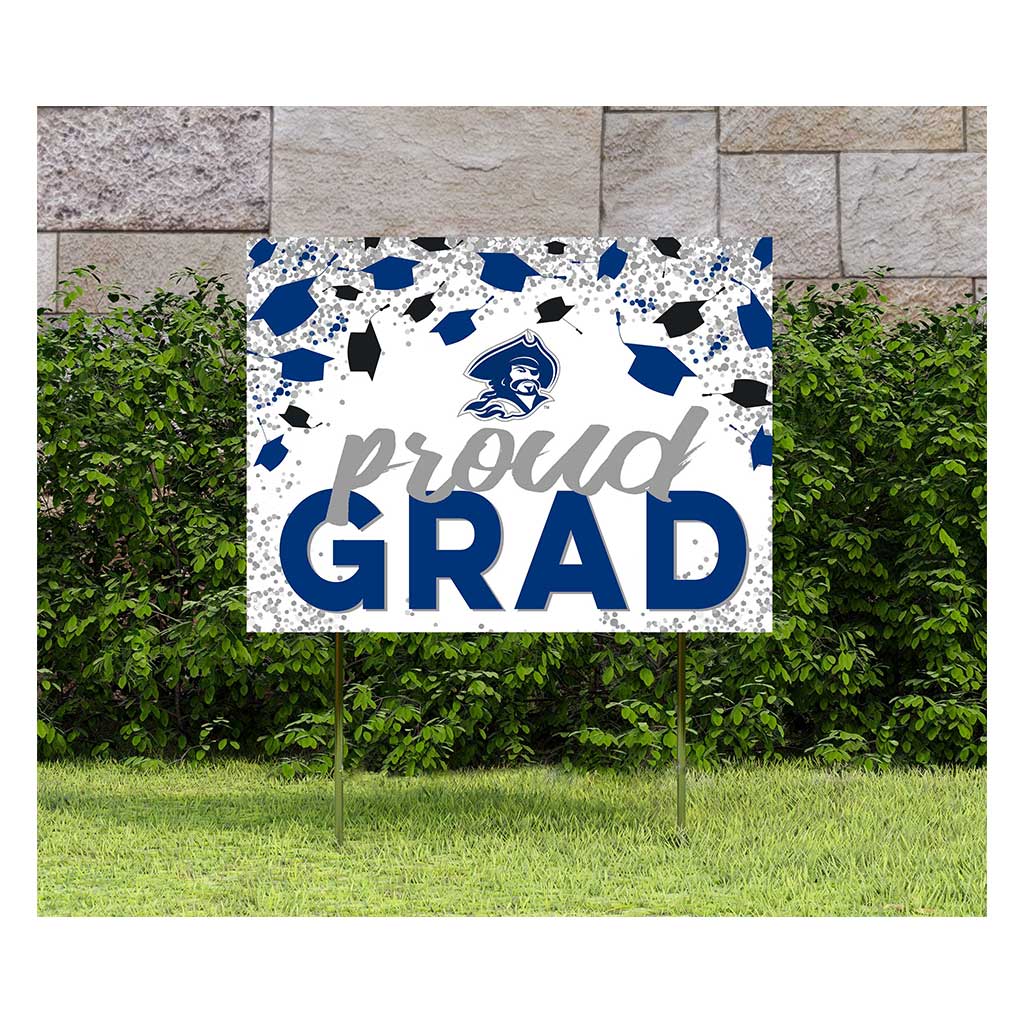 18x24 Lawn Sign Grad with Cap and Confetti Blinn College Buccaneers