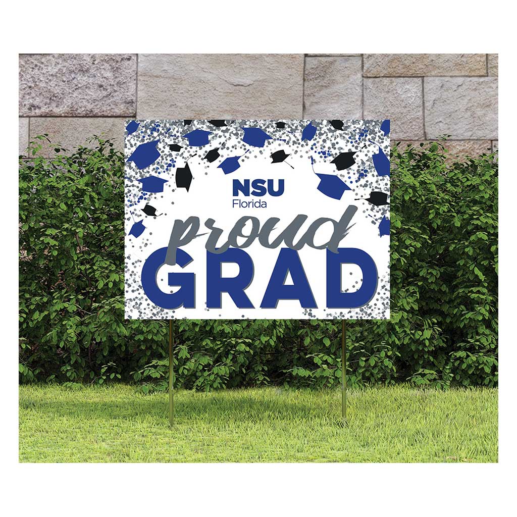 18x24 Lawn Sign Grad with Cap and Confetti Nova Southeastern University Sharks