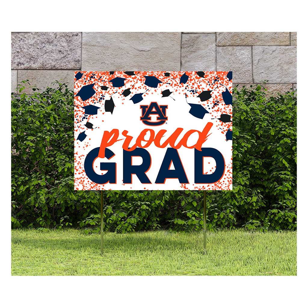 18x24 Lawn Sign Grad with Cap and Confetti Auburn Tigers