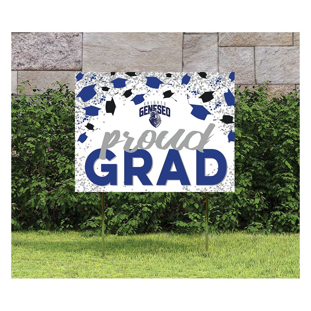 18x24 Lawn Sign Grad with Cap and Confetti Geneseo State University Knights