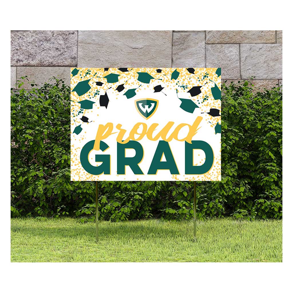 18x24 Lawn Sign Grad with Cap and Confetti Wayne State University Warriors