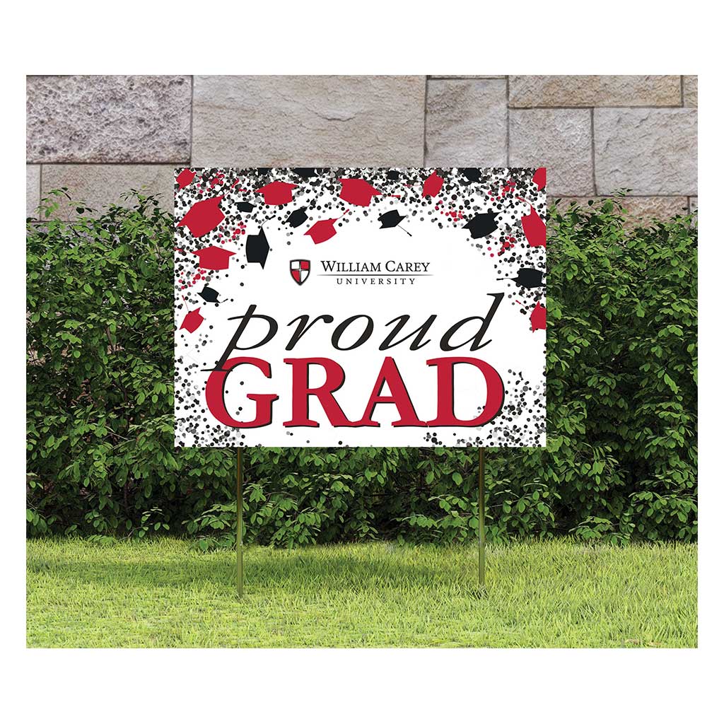 18x24 Lawn Sign Grad with Cap and Confetti William Carey University Crusaders