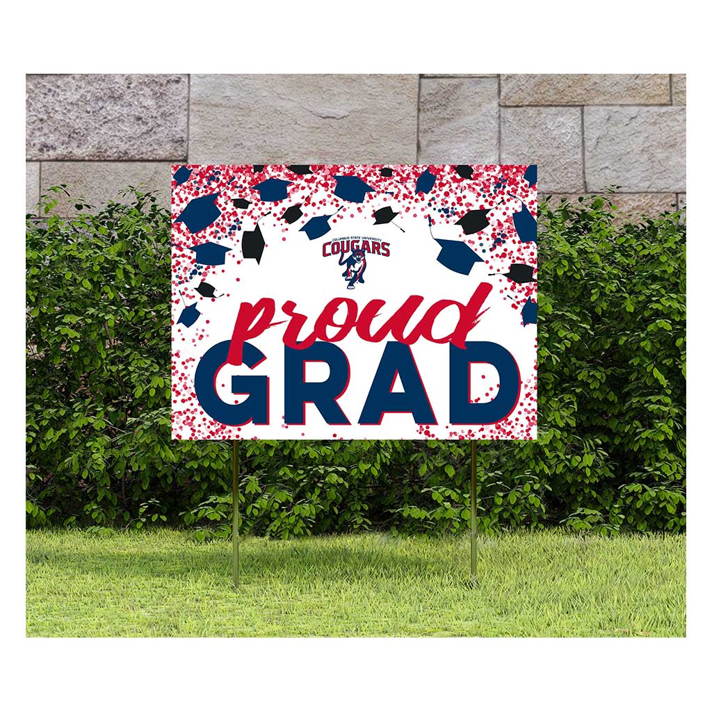 18x24 Lawn Sign Grad with Cap and Confetti Columbus State University Cougars