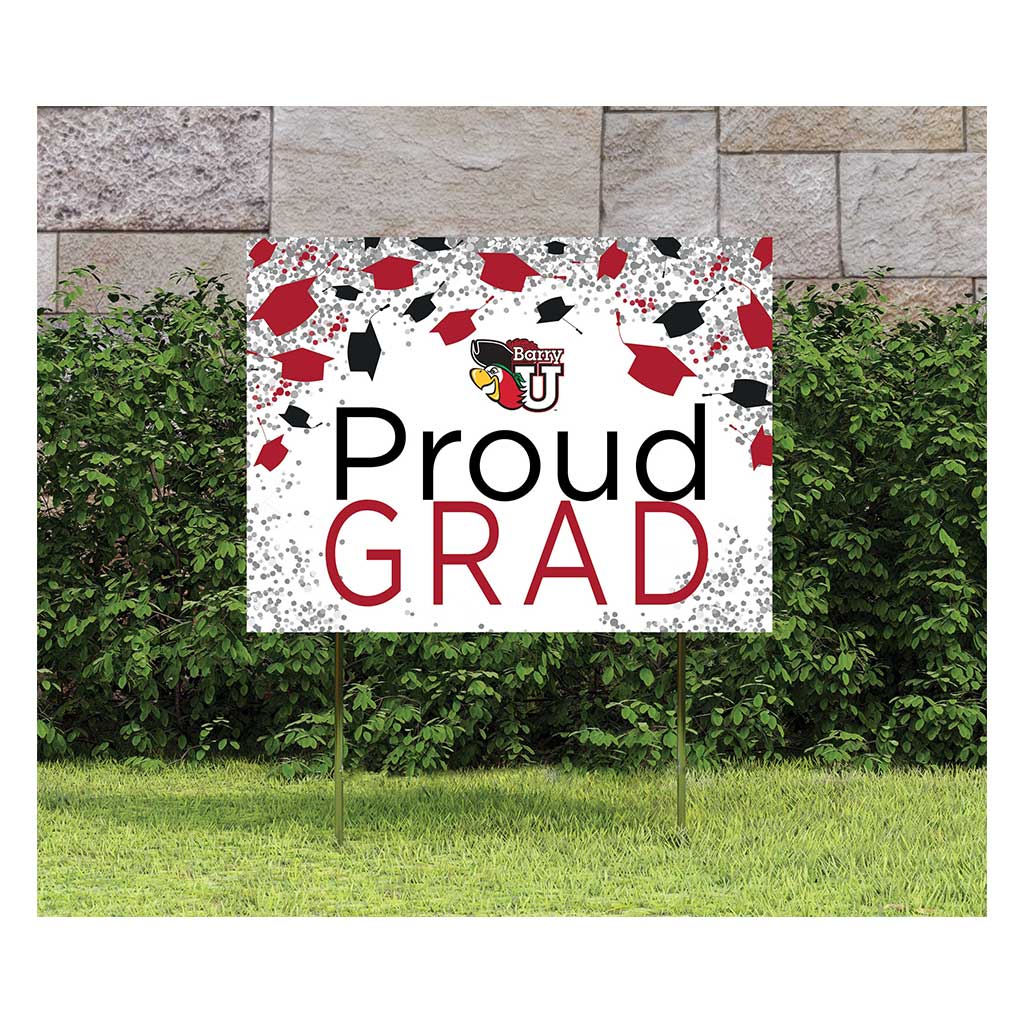 18x24 Lawn Sign Grad with Cap and Confetti Barry Buccaneers