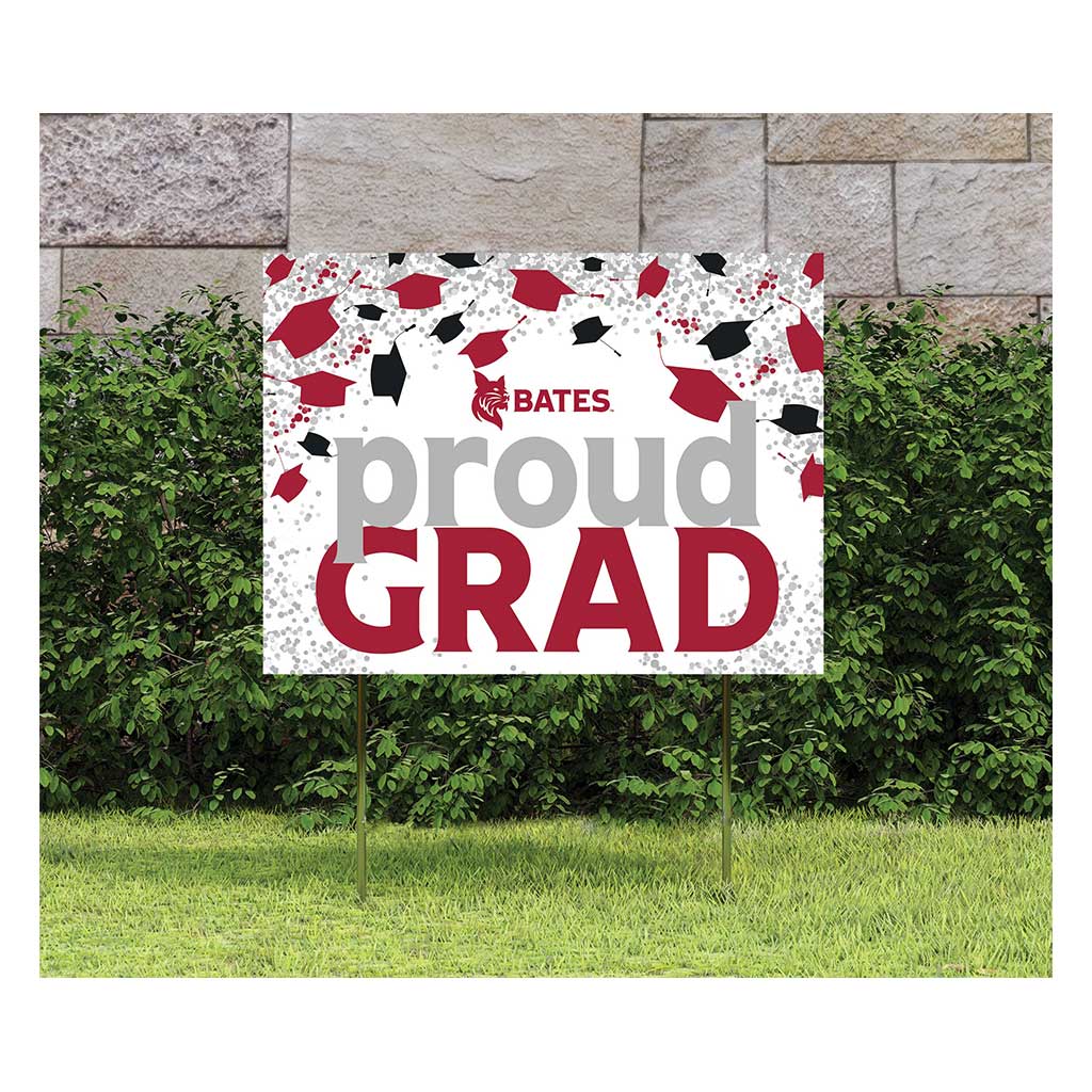 18x24 Lawn Sign Grad with Cap and Confetti Bates College Bobcats
