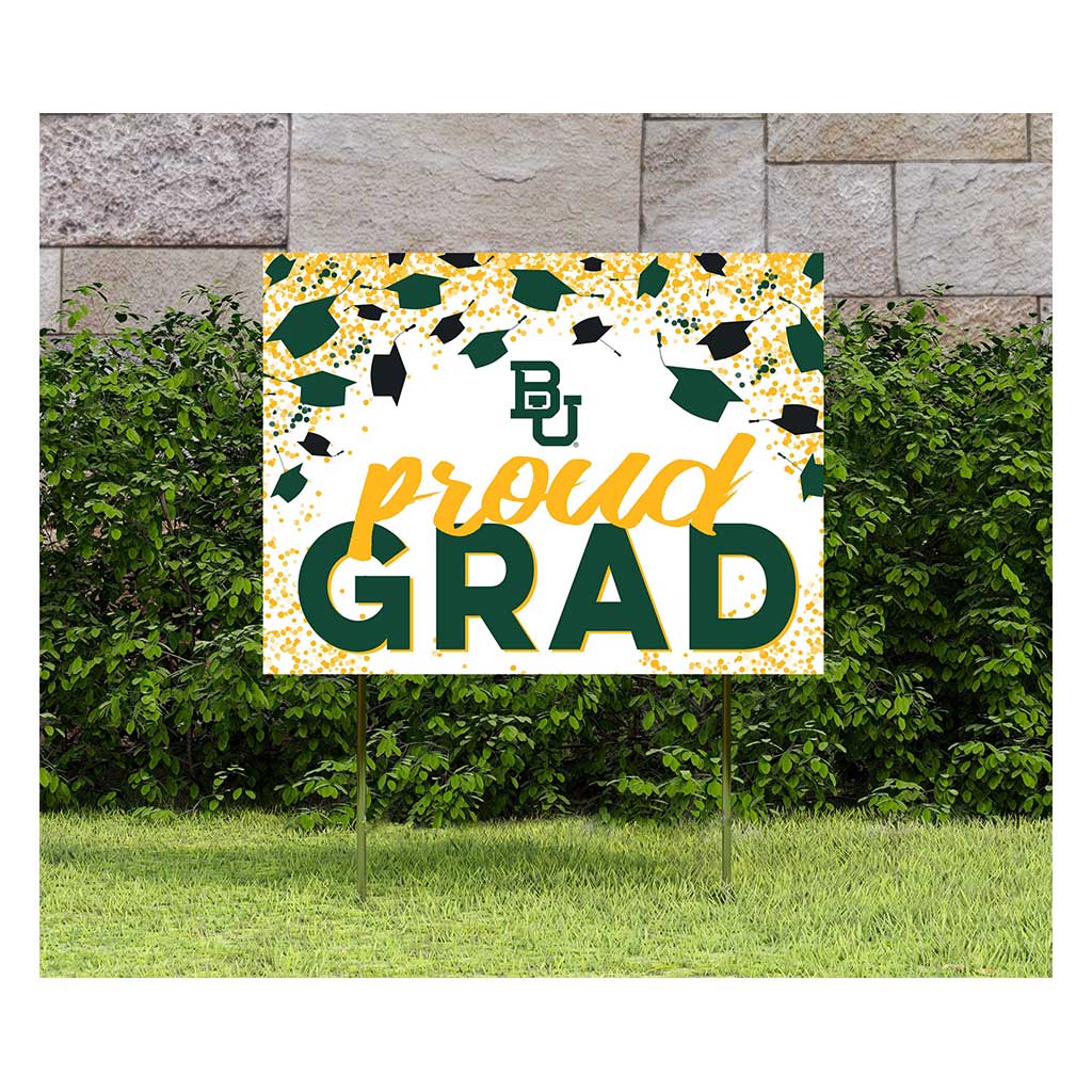 18x24 Lawn Sign Grad with Cap and Confetti Baylor Bears