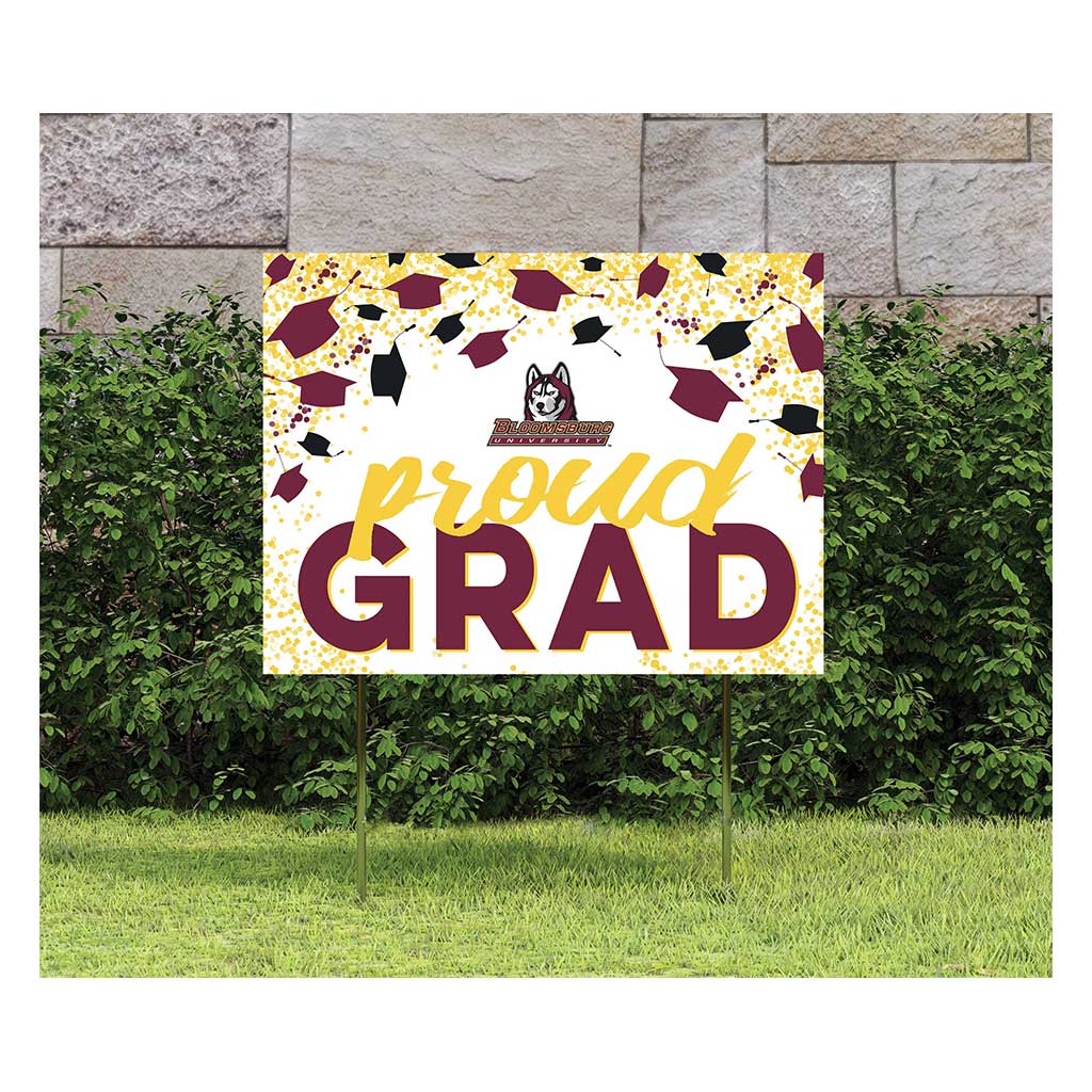 18x24 Lawn Sign Grad with Cap and Confetti Bloomsburg Huskies