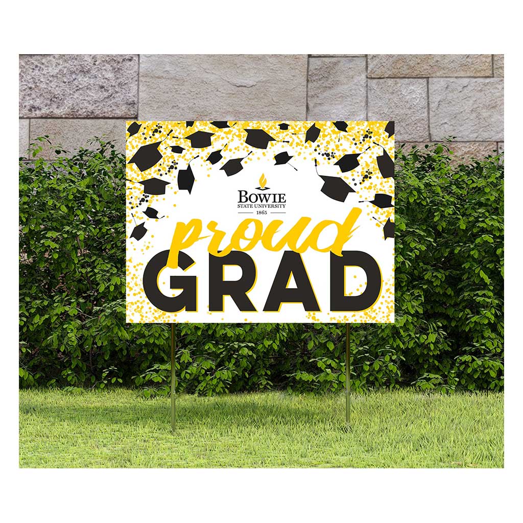 18x24 Lawn Sign Grad with Cap and Confetti Bowie State Bulldogs