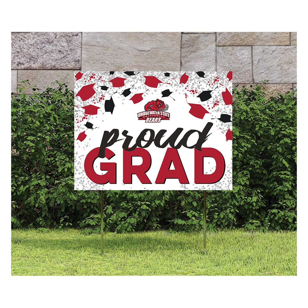 18x24 Lawn Sign Grad with Cap and Confetti Bridgewater State Bears