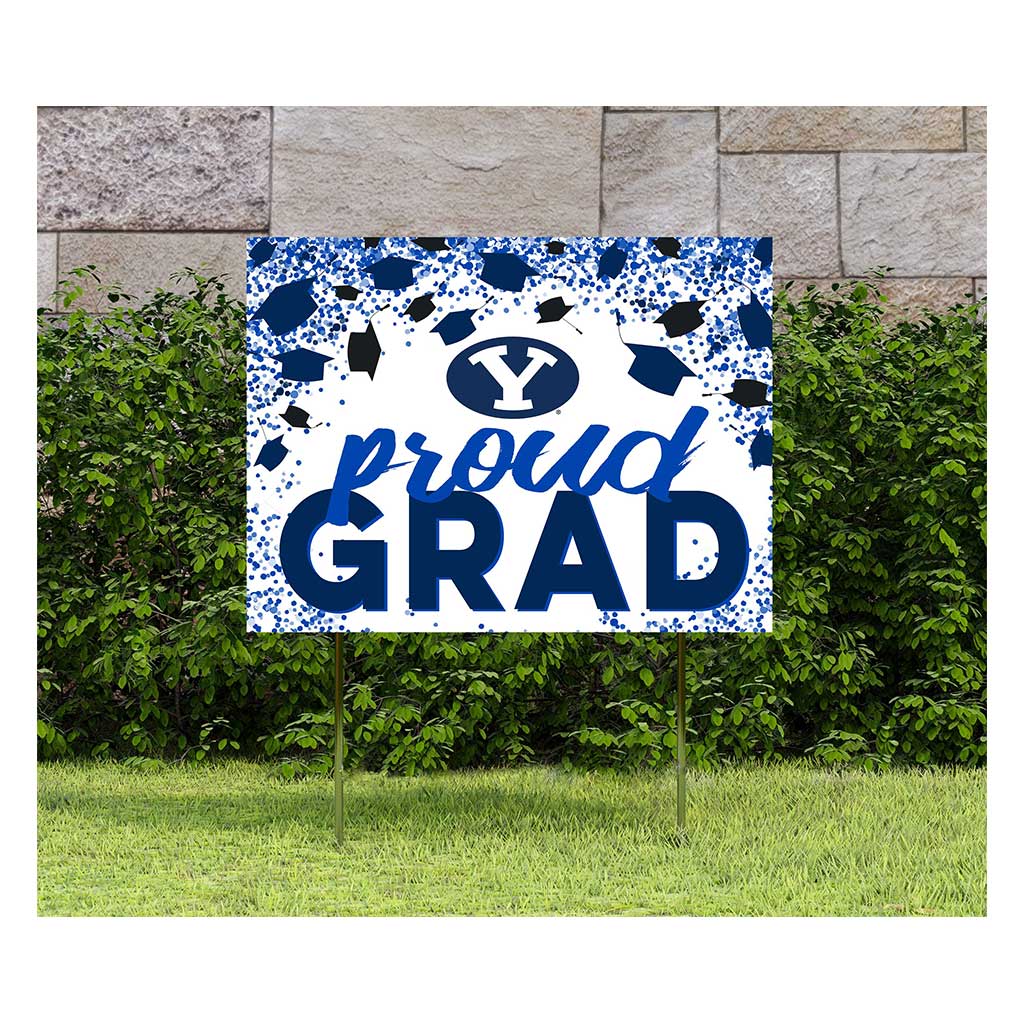18x24 Lawn Sign Grad with Cap and Confetti Brigham Young Cougars