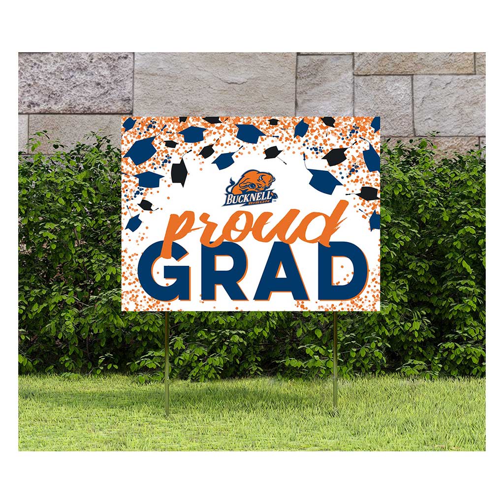 18x24 Lawn Sign Grad with Cap and Confetti Bucknell Bison