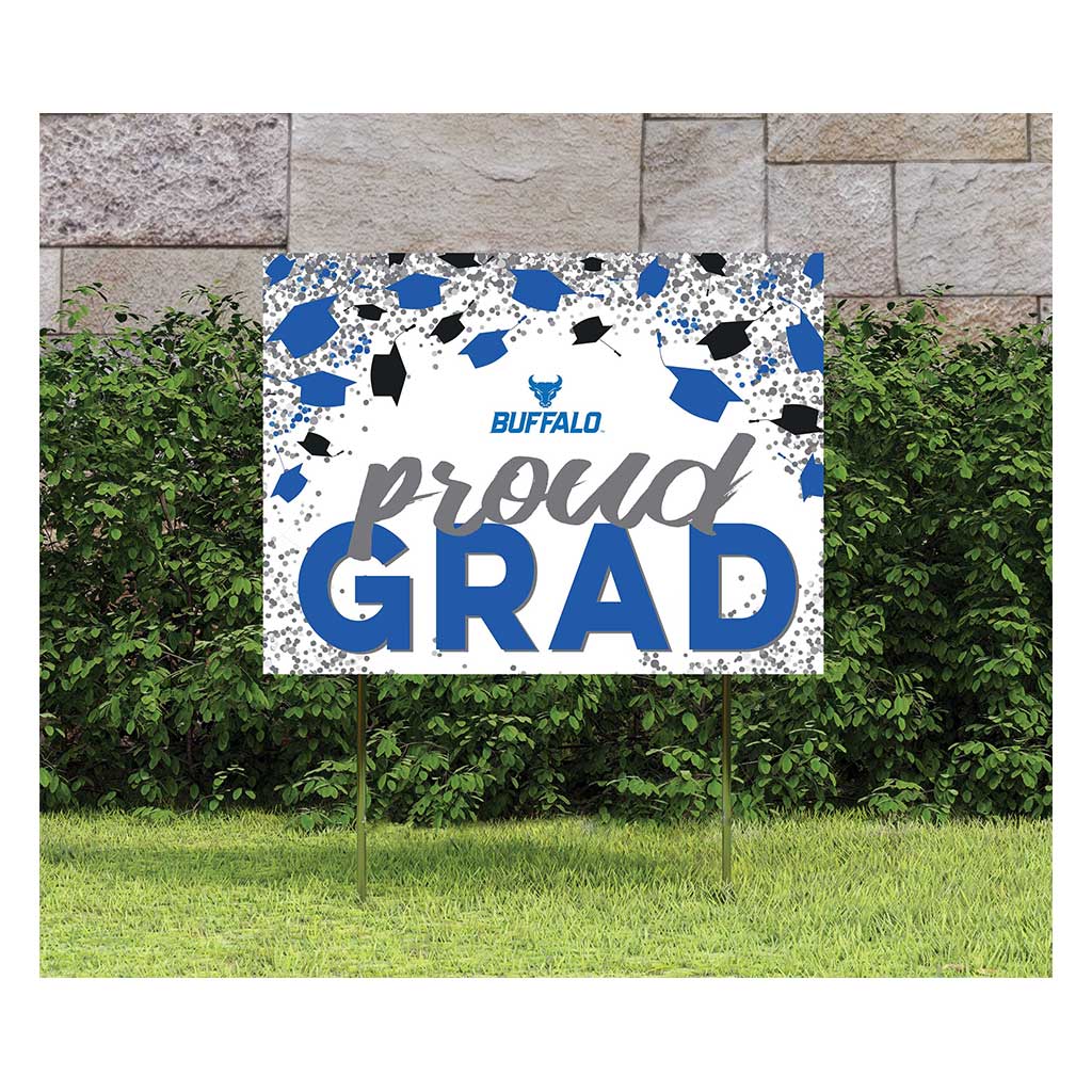 18x24 Lawn Sign Grad with Cap and Confetti University at Buffalo Bulls
