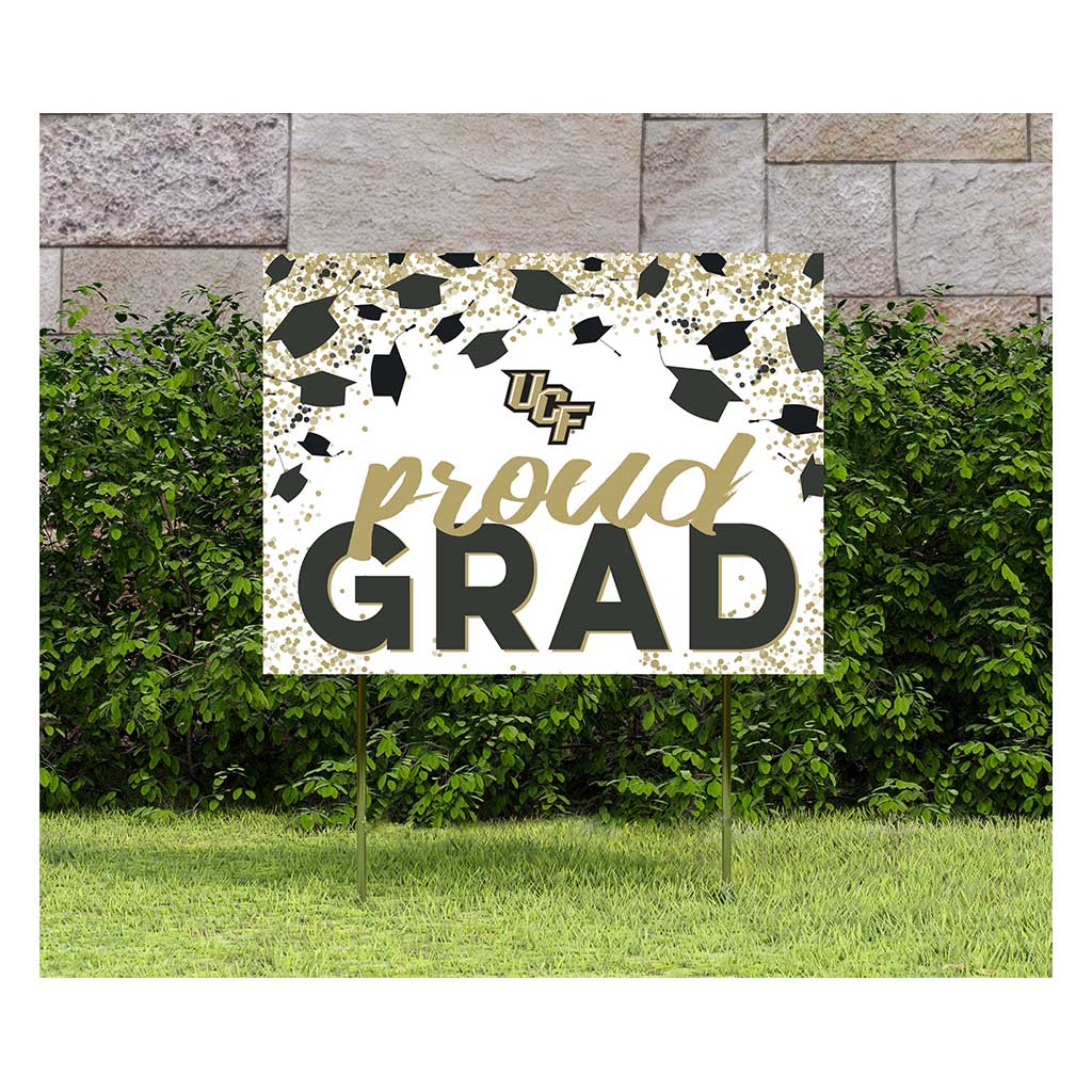 18x24 Lawn Sign Grad with Cap and Confetti Central Florida Knights