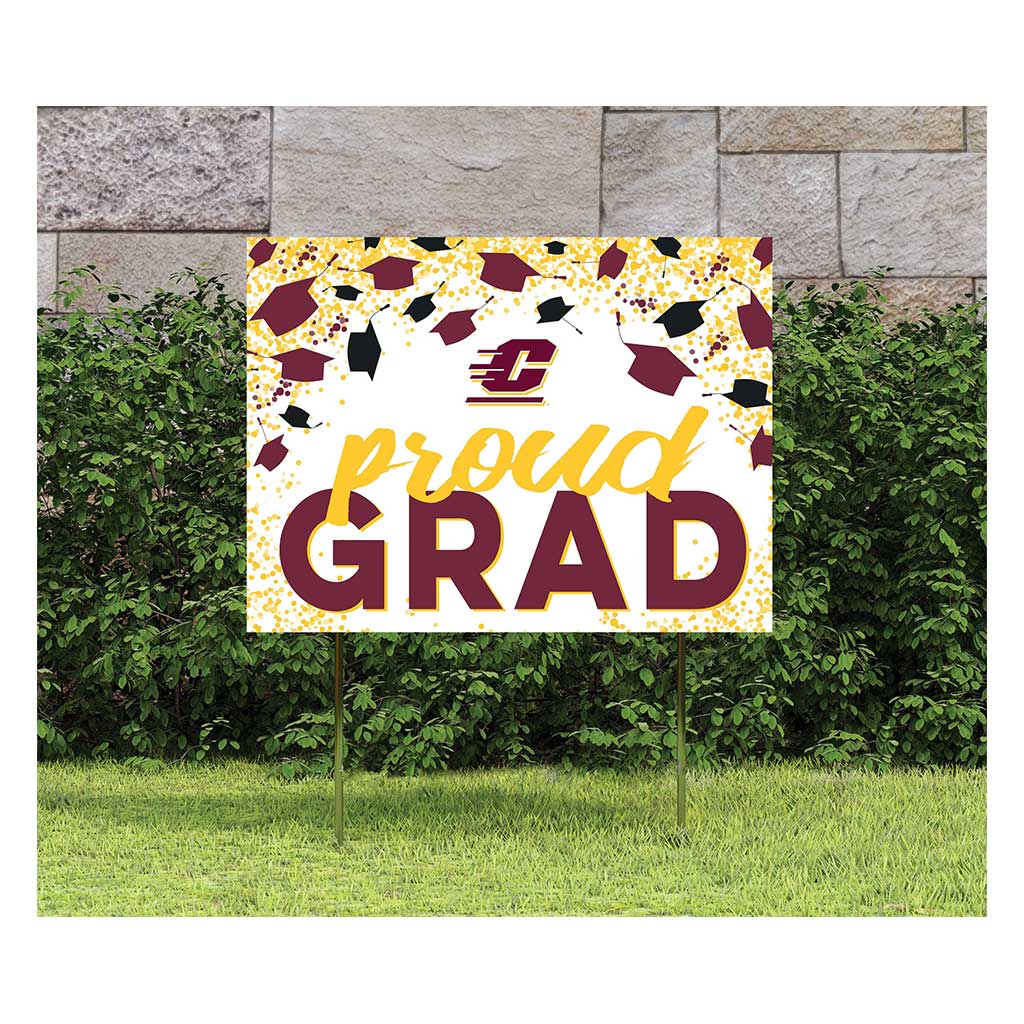 18x24 Lawn Sign Grad with Cap and Confetti Central Michigan Chippewas