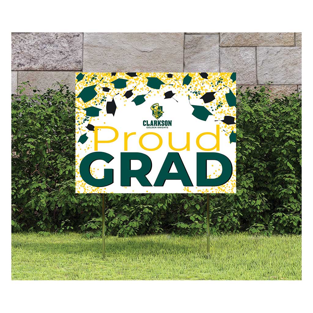 18x24 Lawn Sign Grad with Cap and Confetti Clarkson University Golden Knights