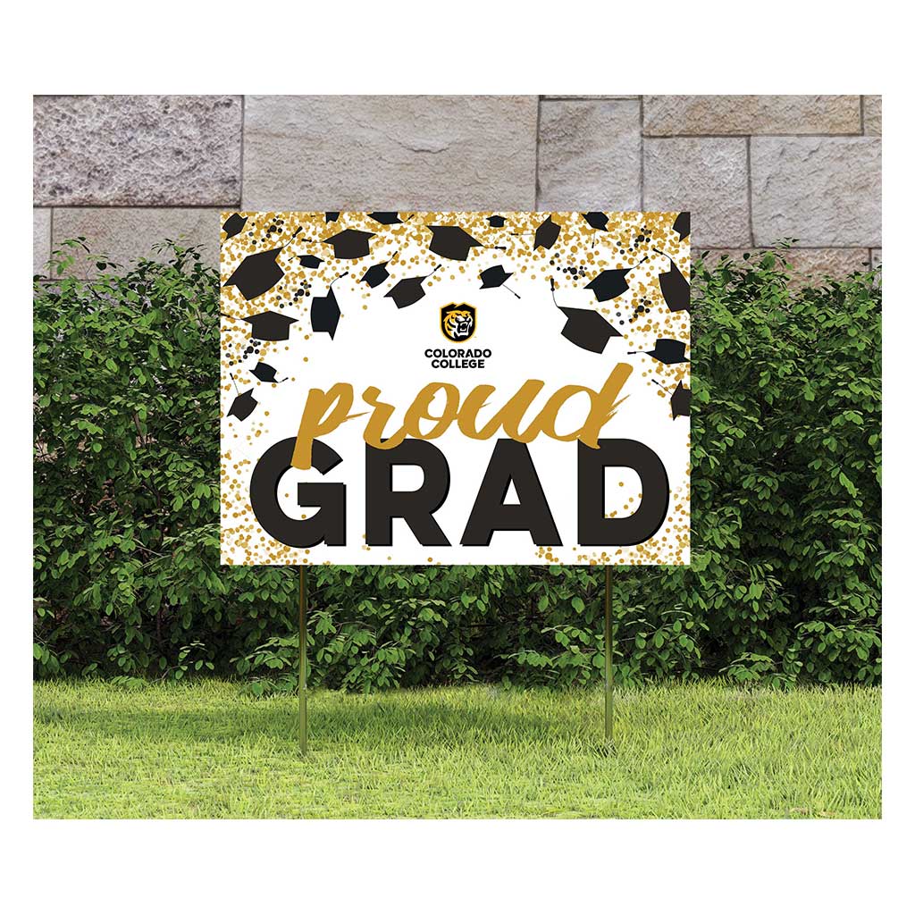 18x24 Lawn Sign Grad with Cap and Confetti Colorado College Tigers