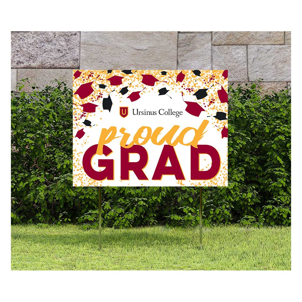 18x24 Lawn Sign Grad with Cap and Confetti Ursinus College Bears