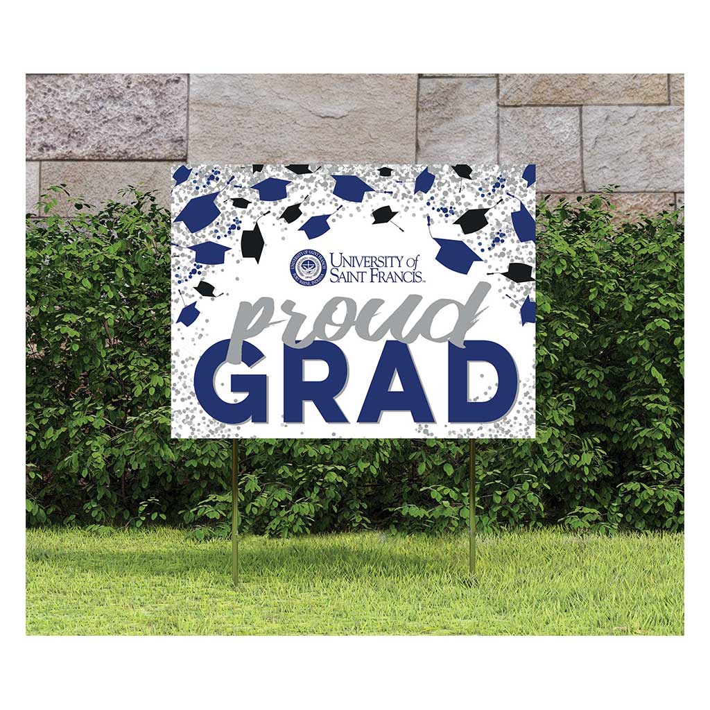 18x24 Lawn Sign Grad with Cap and Confetti University of Saint Francis Cougars