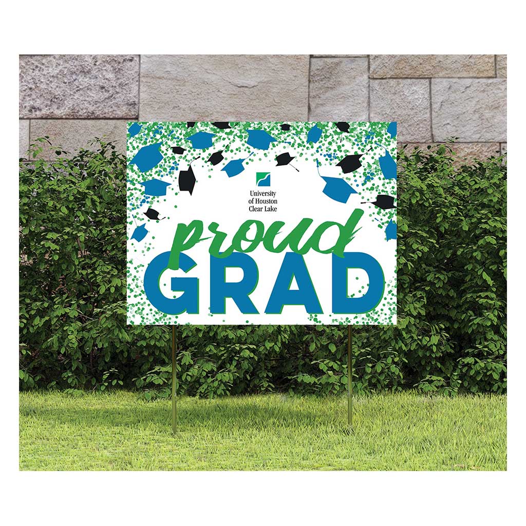 18x24 Lawn Sign Grad with Cap and Confetti University of Houston - Clear Lake Hawks