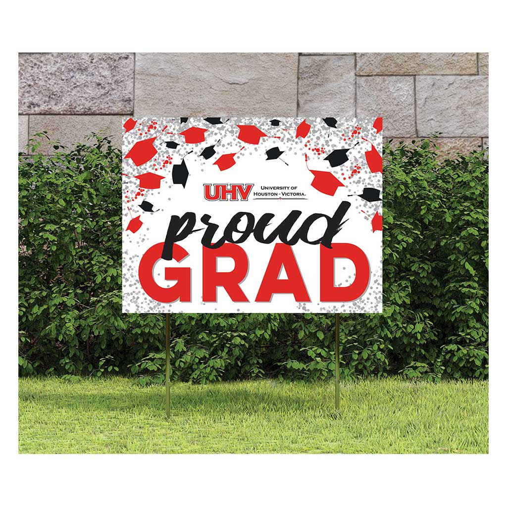 18x24 Lawn Sign Grad with Cap and Confetti University of Houston - Victoria Jaguars