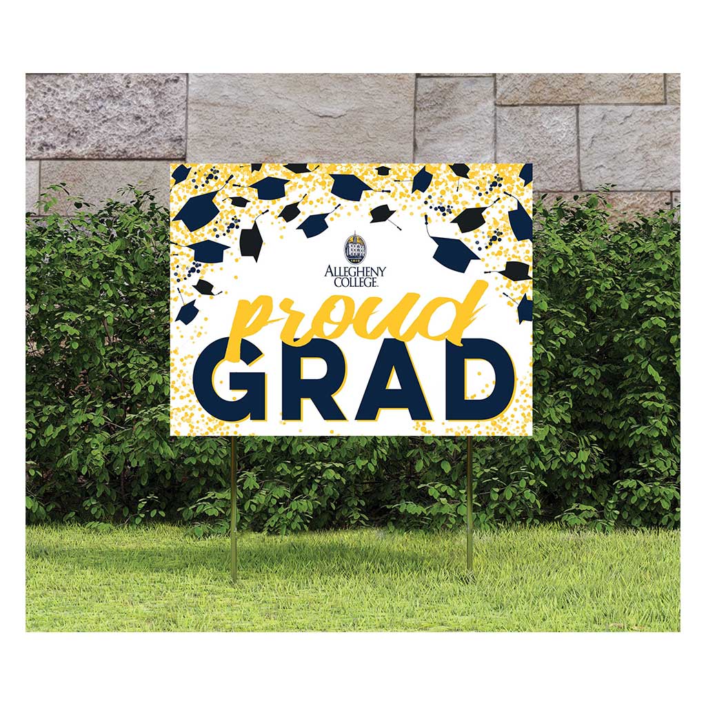 18x24 Lawn Sign Grad with Cap and Confetti Allegheny College Gators
