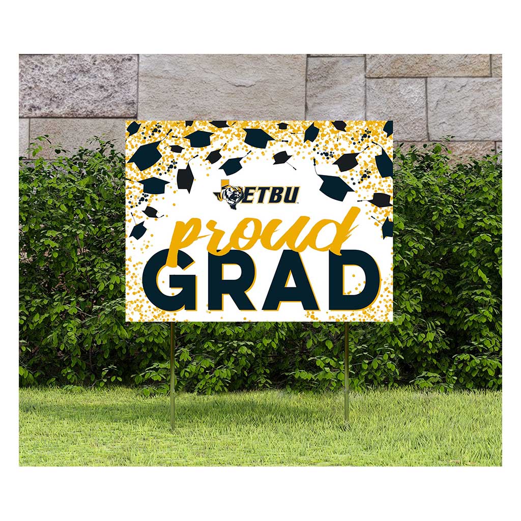 18x24 Lawn Sign Grad with Cap and Confetti East Texas Baptist Tigers