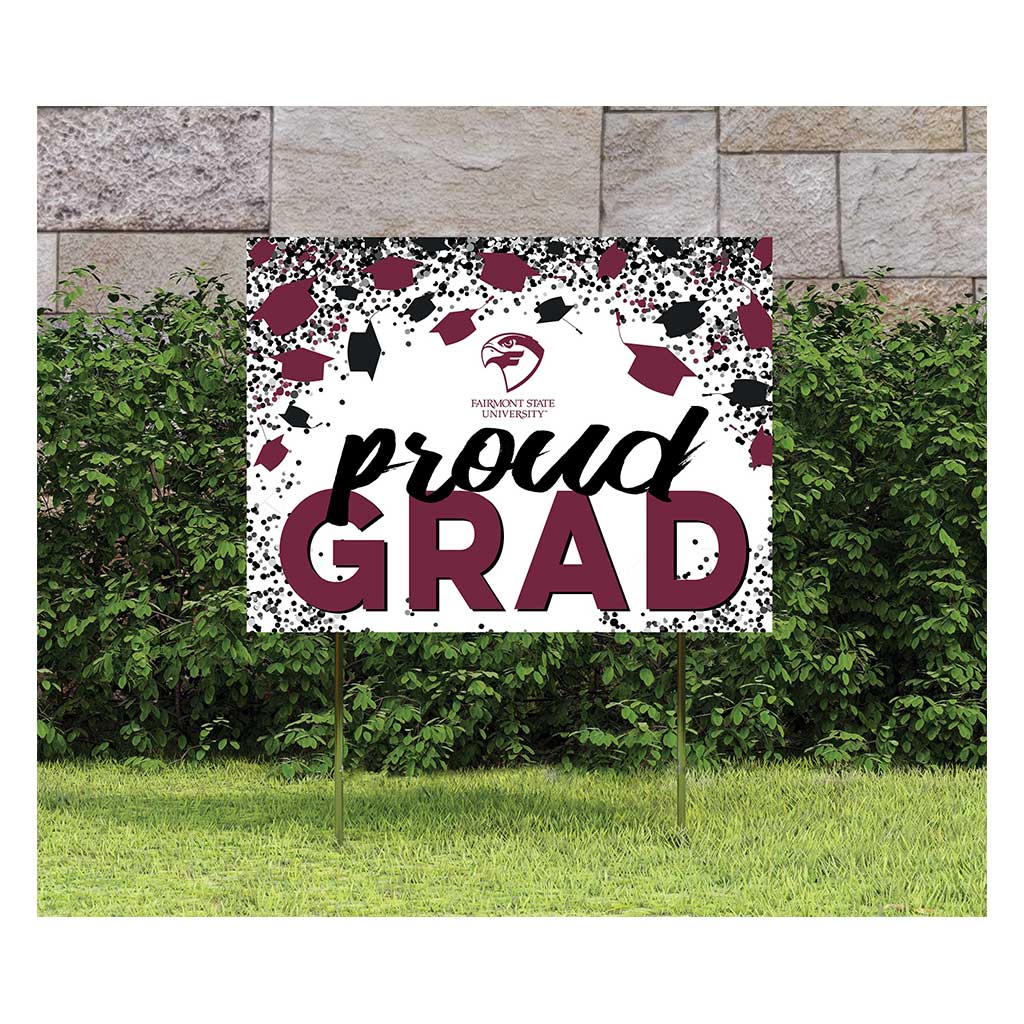 18x24 Lawn Sign Grad with Cap and Confetti Fairmont State Falcons