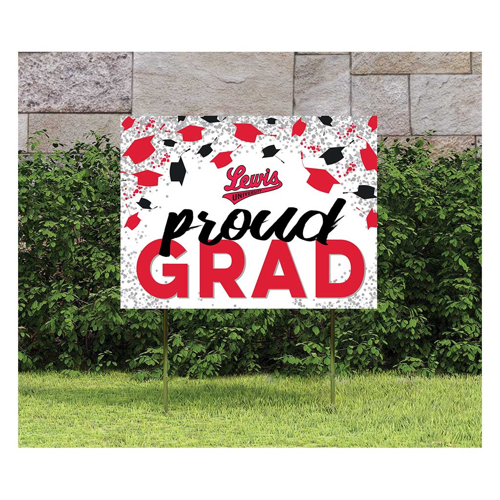 18x24 Lawn Sign Grad with Cap and Confetti Lewis University Flyers