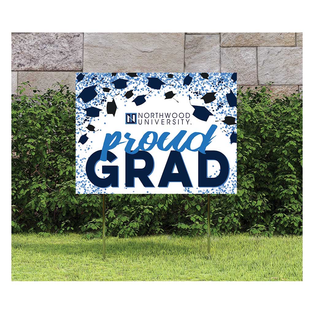 18x24 Lawn Sign Grad with Cap and Confetti Northwood University Wolves