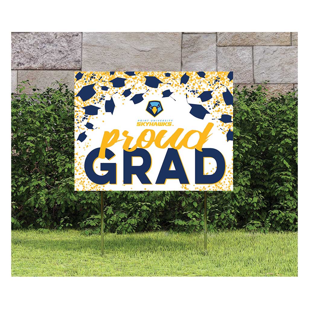 18x24 Lawn Sign Grad with Cap and Confetti Point University Skyhawks