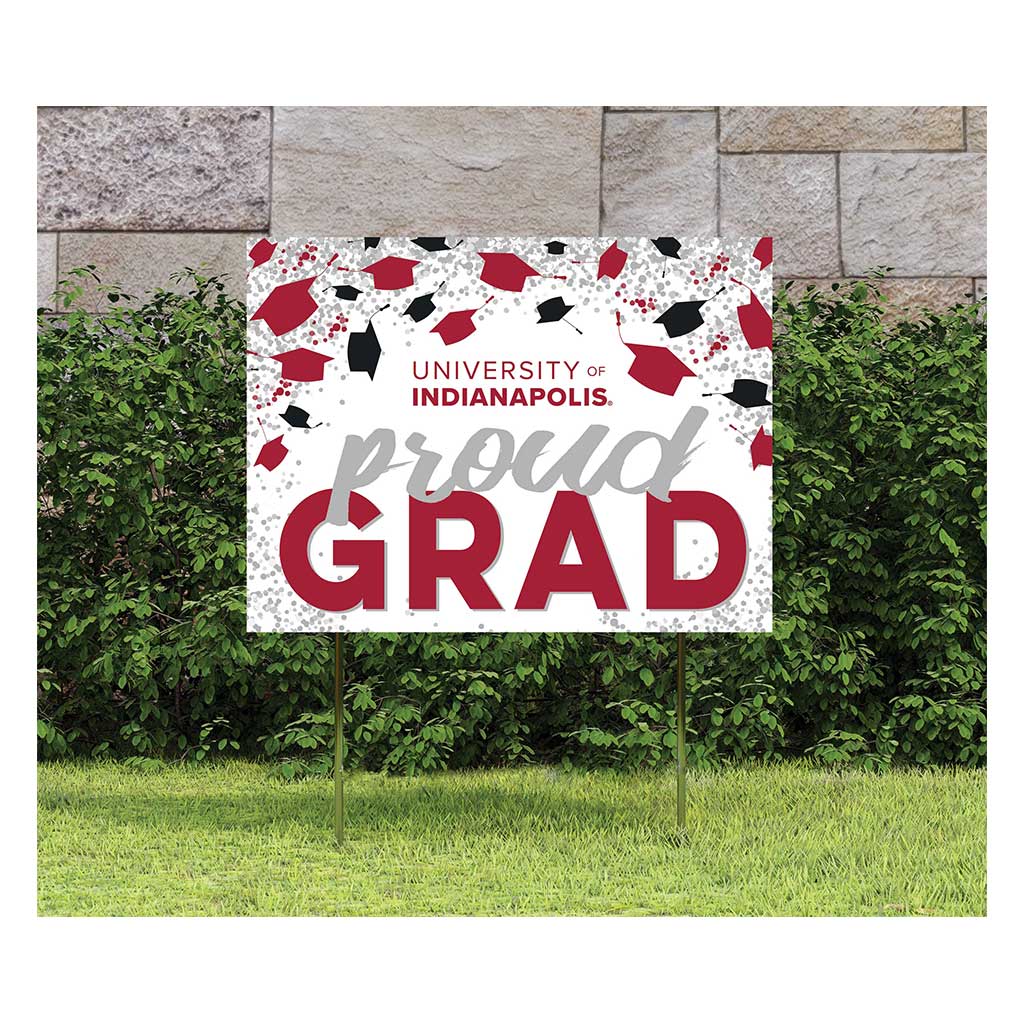 18x24 Lawn Sign Grad with Cap and Confetti University of Indianapolis Greyhounds