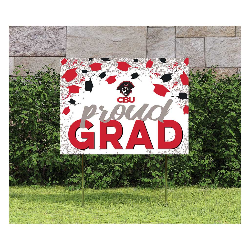18x24 Lawn Sign Grad with Cap and Confetti Christian Brothers University Buccaneers