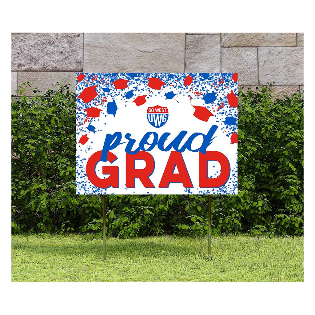 18x24 Lawn Sign Grad with Cap and Confetti University of West Georgia Wolves