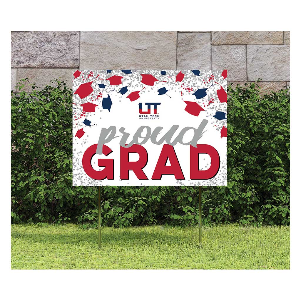 18x24 Lawn Sign Grad with Cap and Confetti Utah Tech Trailblazers
