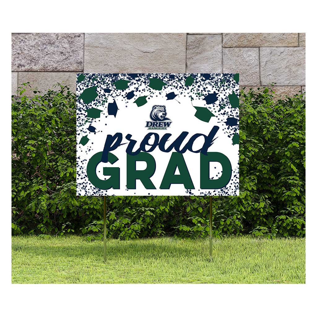 18x24 Lawn Sign Grad with Cap and Confetti Drew University Rangers