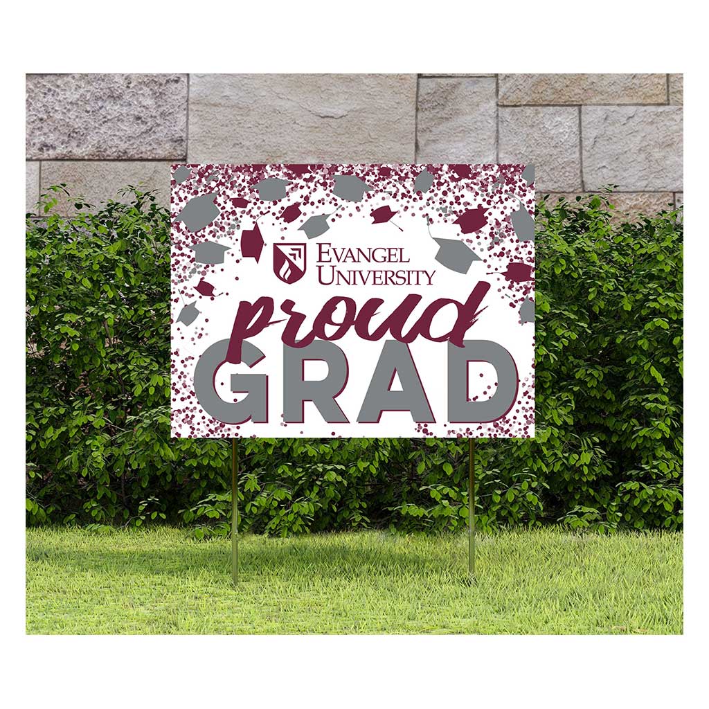 18x24 Lawn Sign Grad with Cap and Confetti Evangel University Valor