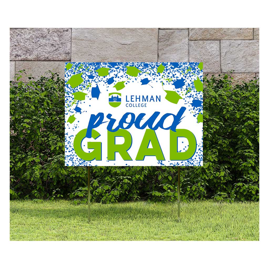 18x24 Lawn Sign Grad with Cap and Confetti Lehman College Lightning