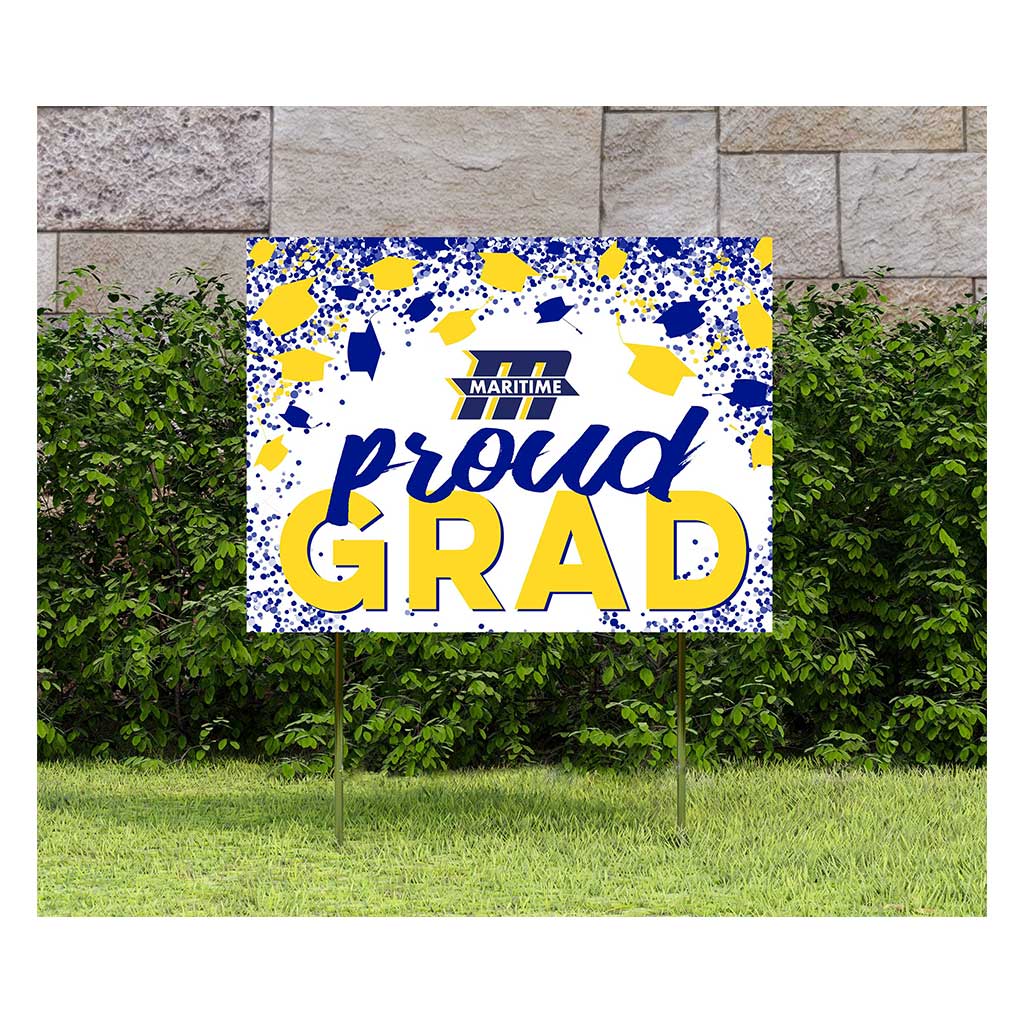 18x24 Lawn Sign Grad with Cap and Confetti Massachusettes Maritime Academy Buccaneers
