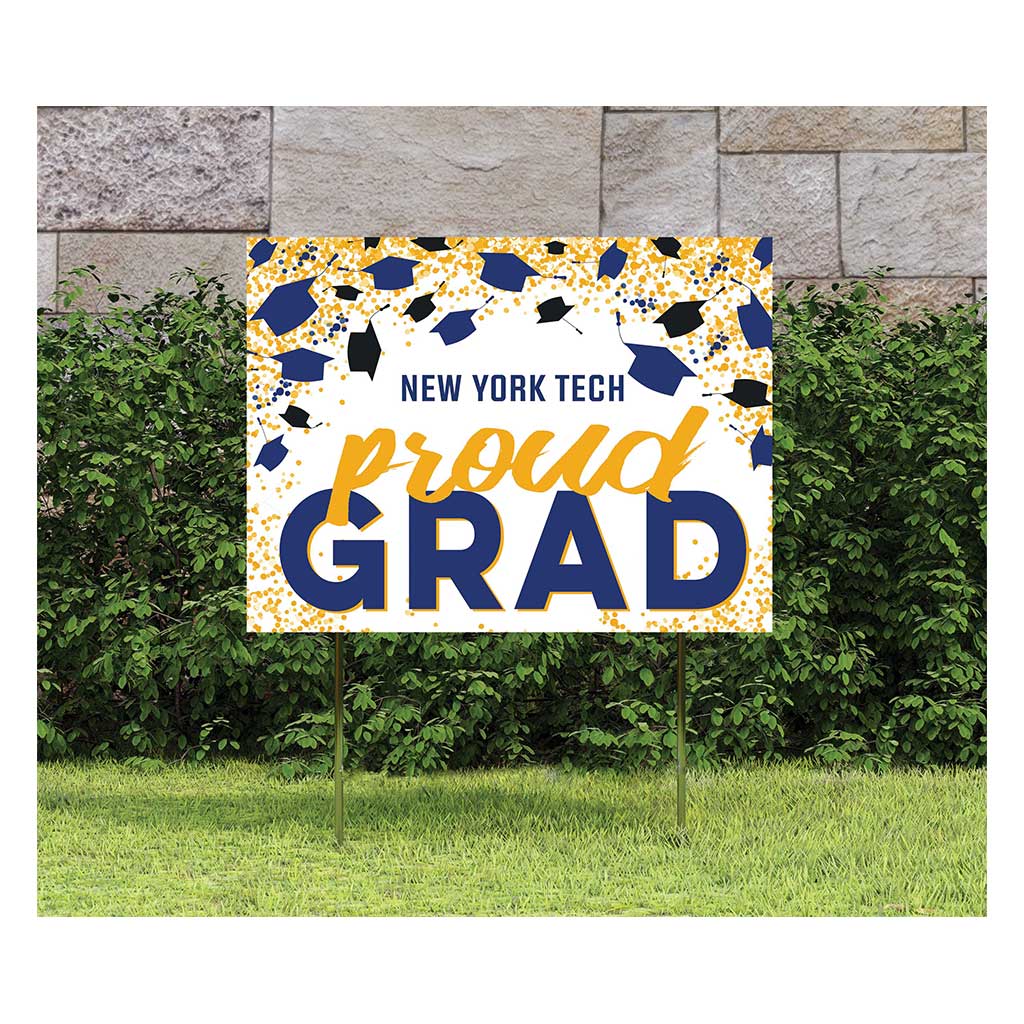 18x24 Lawn Sign Grad with Cap and Confetti New York Tech Bears