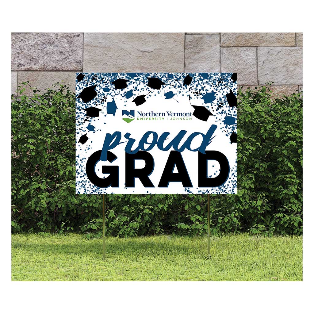 18x24 Lawn Sign Grad with Cap and Confetti Northern Vermont - Johnson Badgers
