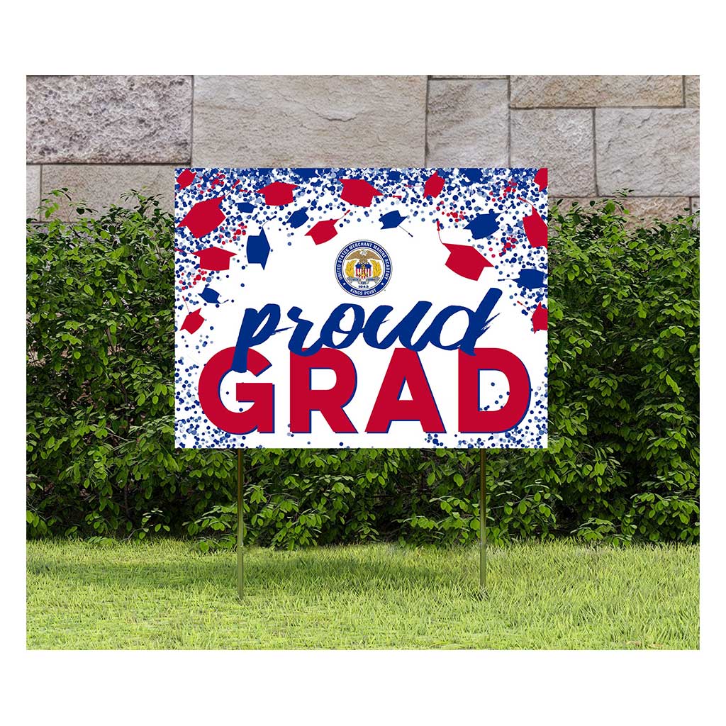 18x24 Lawn Sign Grad with Cap and Confetti United State Merchant Marine Academy Mariners