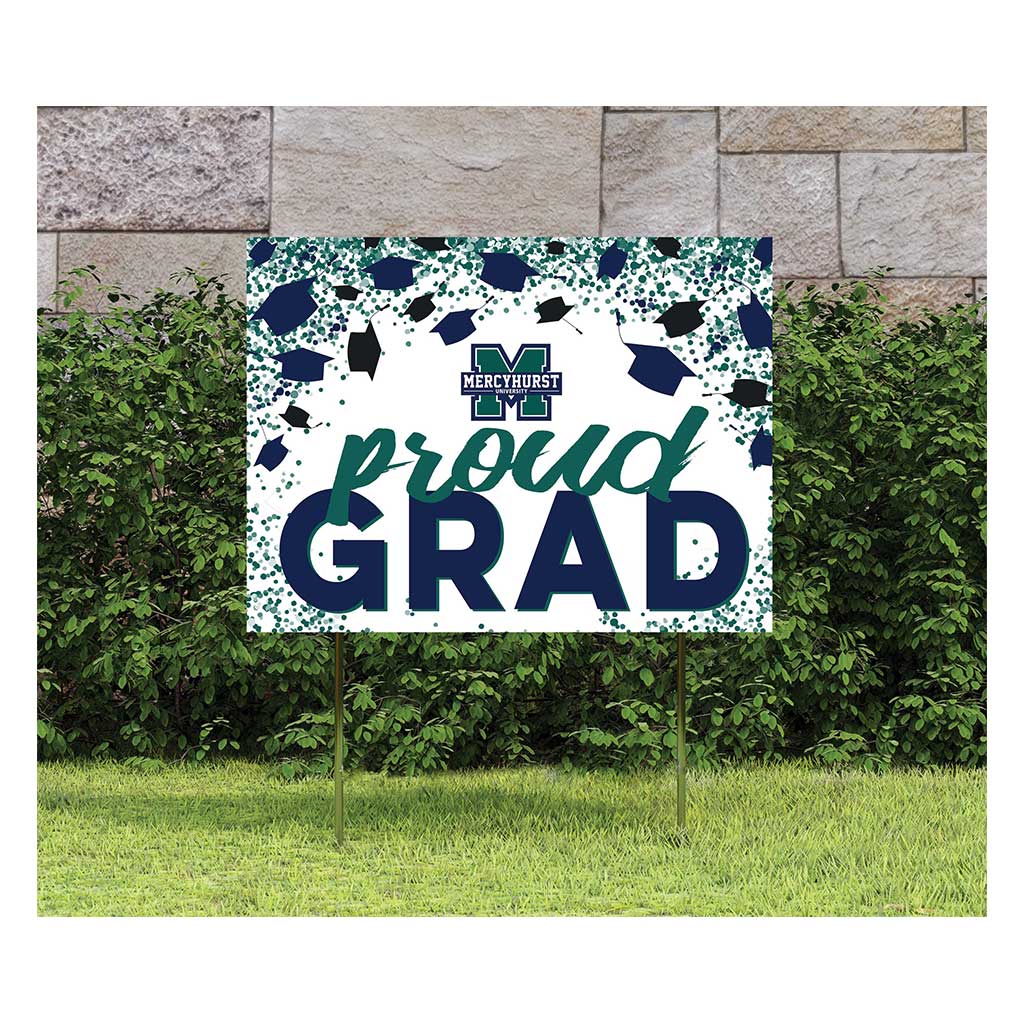 18x24 Lawn Sign Grad with Cap and Confetti Mercyhurst University Lakers