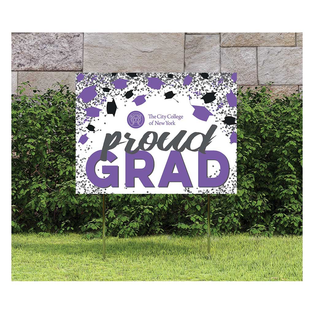 18x24 Lawn Sign Grad with Cap and Confetti City College of New York Beavers
