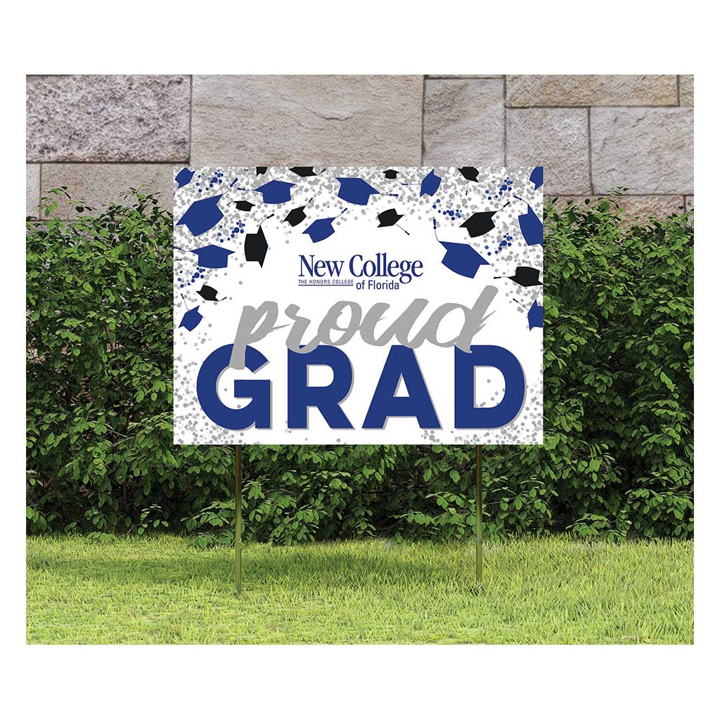 18x24 Lawn Sign Grad with Cap and Confetti New College of Florida